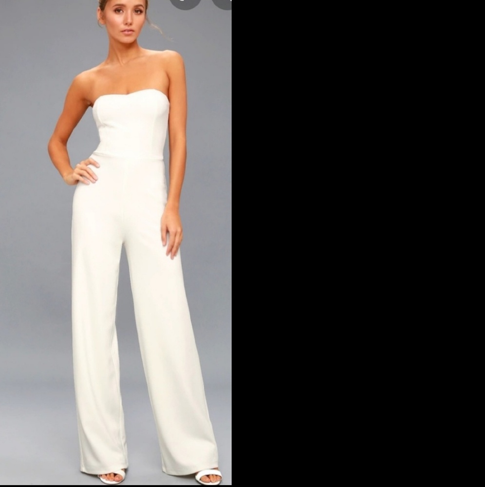 Lulu's Edith Pant Jumpsuit White NWT Large